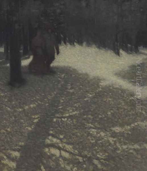 In the Pine Shadows, Moonlight Oil Painting by James Edward Hervey MacDonald