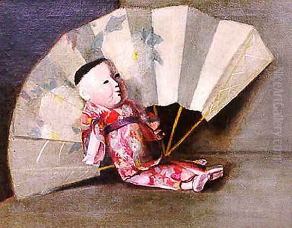 Japanese Doll and Fan, 1891 Oil Painting by John Haberle