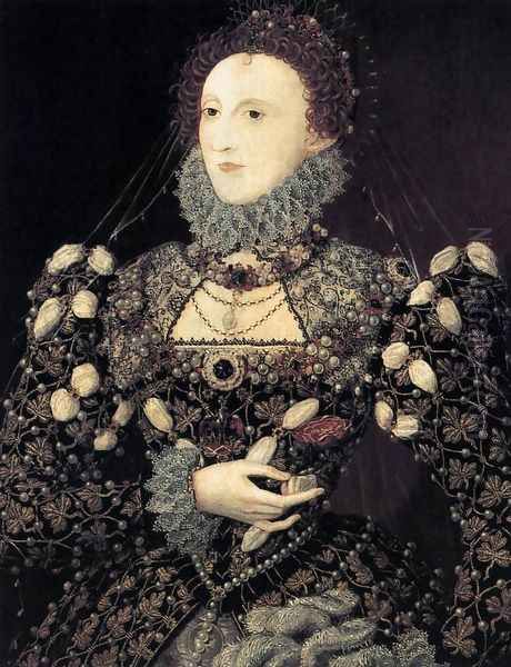 Portrait of Elizabeth I, Queen of England 1575-76 Oil Painting by Nicholas Hilliard