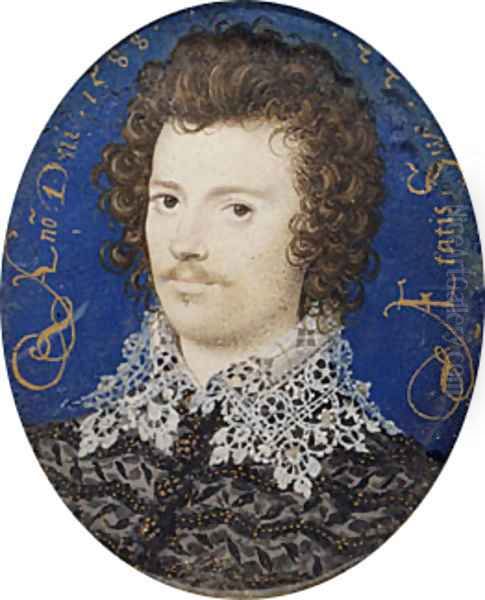 Portrait of a Young Man Probably Robert Devereux Second Earl of Essex 1588 Oil Painting by Nicholas Hilliard