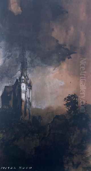 The Castle in the Moonlight Oil Painting by Victor Hugo