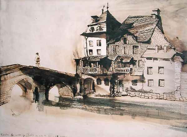 The House Where I Live by the Bridge in Vianden Oil Painting by Victor Hugo