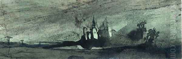 A Castle in a Landscape Oil Painting by Victor Hugo