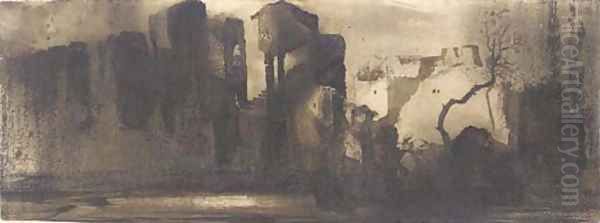 Ruins in an imaginary landscape Oil Painting by Victor Hugo