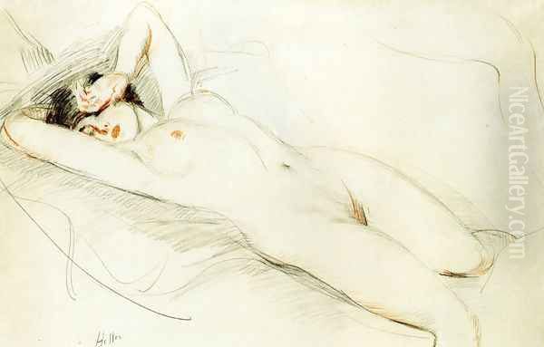 Reclining Nude Oil Painting by Paul Cesar Helleu