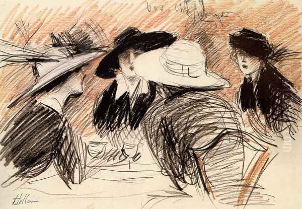 Vos Chapeaux (or Ladies at the Ritz, New York) Oil Painting by Paul Cesar Helleu