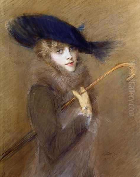 Elegant Lady Oil Painting by Paul Cesar Helleu