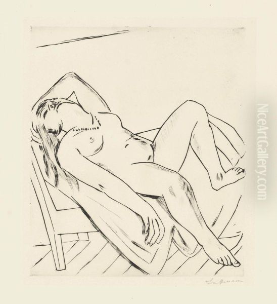 Reclining Figure Oil Painting by Max Beckmann