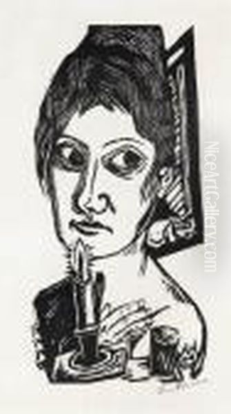 Frau Mit Kerze Oil Painting by Max Beckmann