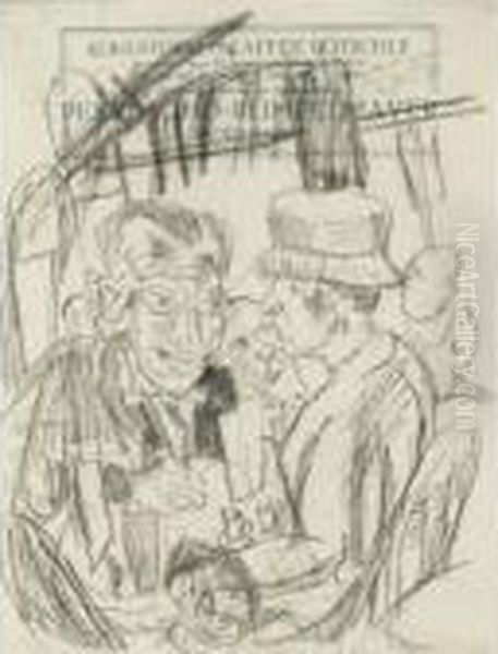 Cafeehausszene (coffee House Scene) Oil Painting by Max Beckmann