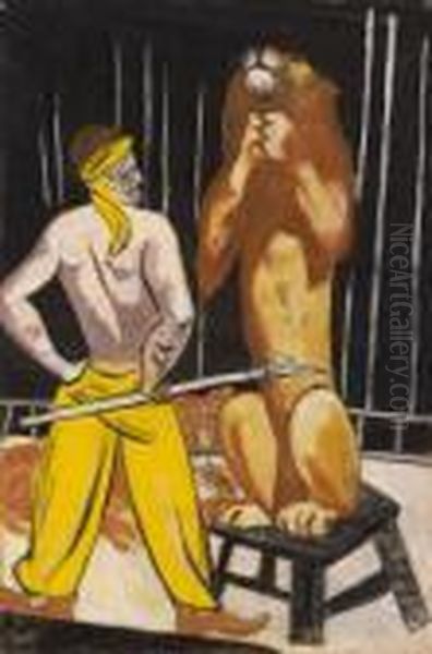 Lowenbandiger (zirkus) Oil Painting by Max Beckmann