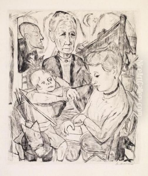 Familienszene(familie Beckmann) Oil Painting by Max Beckmann