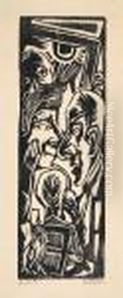 Tischgesellschaft Oil Painting by Max Beckmann