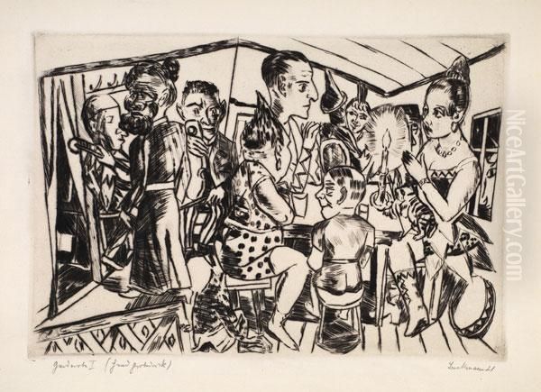 Hinter Denkulissen Oil Painting by Max Beckmann