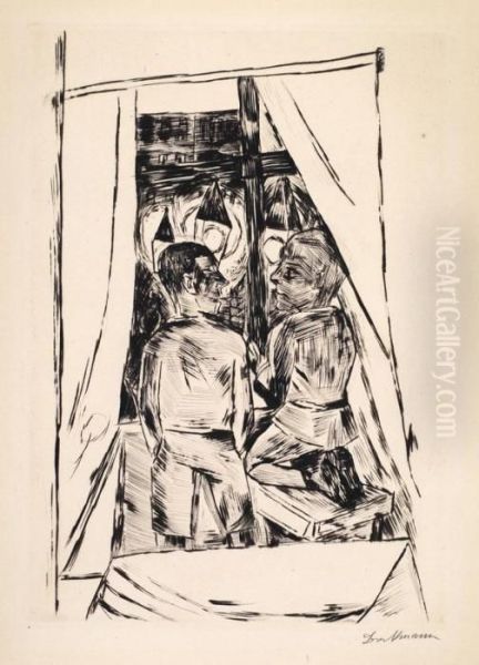 Kinder Amfenster Oil Painting by Max Beckmann