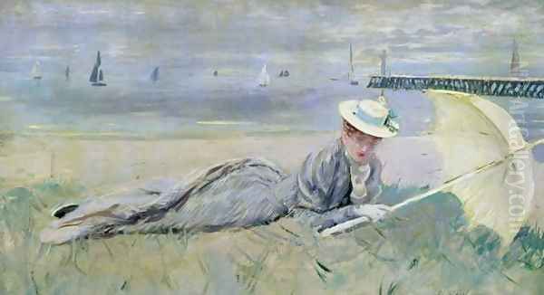 On the Beach Oil Painting by Paul Cesar Helleu