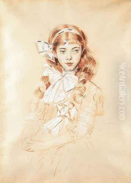 Lucie Decour Oil Painting by Paul Cesar Helleu