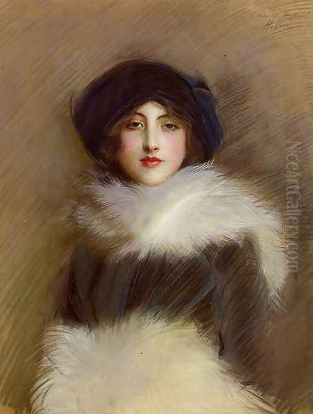 Mademoiselle Vaughan Oil Painting by Paul Cesar Helleu