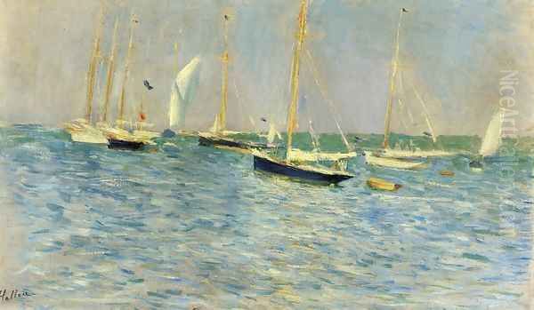 Fleet of Sailboats Oil Painting by Paul Cesar Helleu