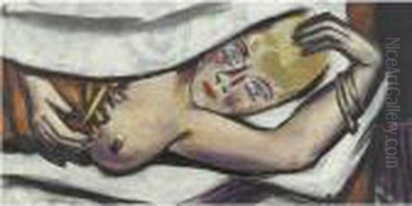 Frau Im Bett (woman In Bed) Oil Painting by Max Beckmann