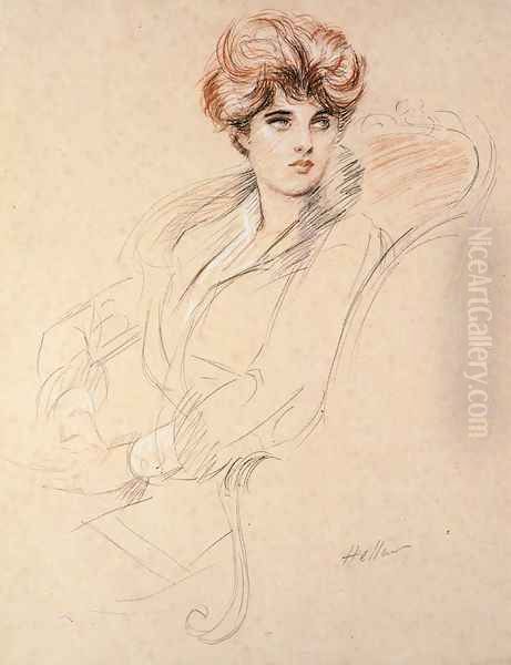 Portrait of a Lady, seated Oil Painting by Paul Cesar Helleu