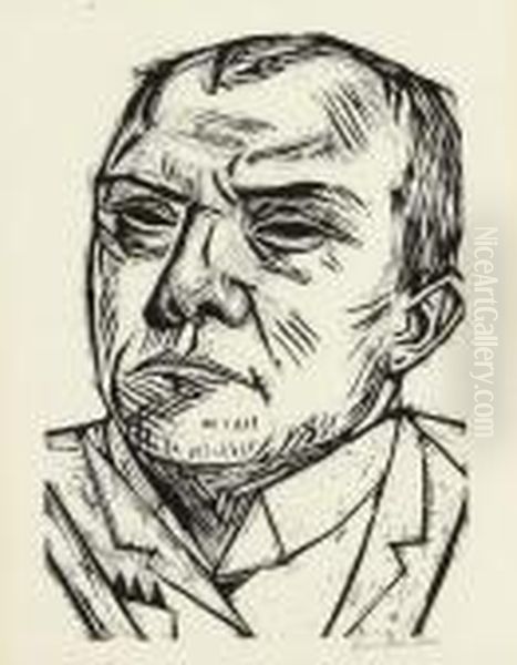 Selbstbildnis Oil Painting by Max Beckmann