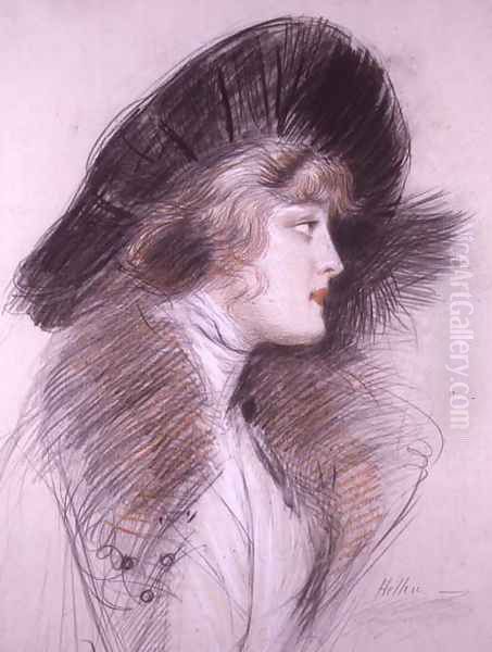 Head of an Elegant Woman Oil Painting by Paul Cesar Helleu