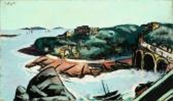 Blick Auf Vorstadte Am Meer Bei Marseille Oil Painting by Max Beckmann