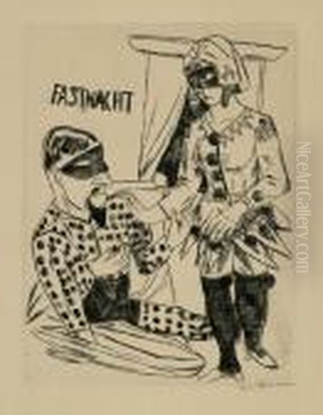 Fastnacht Oil Painting by Max Beckmann