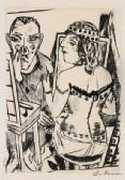 Garderobe Oil Painting by Max Beckmann