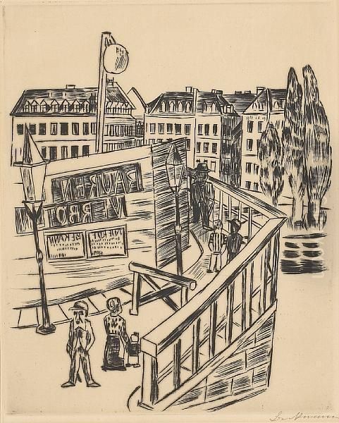 Holzbrucke Oil Painting by Max Beckmann