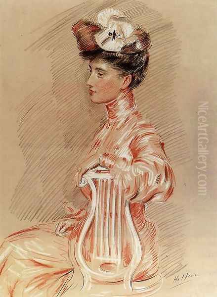 Seated Young Woman Oil Painting by Paul Cesar Helleu