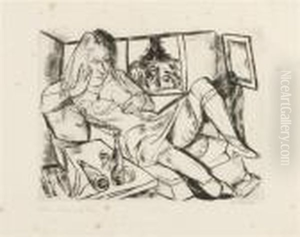 Frau On Sofa Oil Painting by Max Beckmann