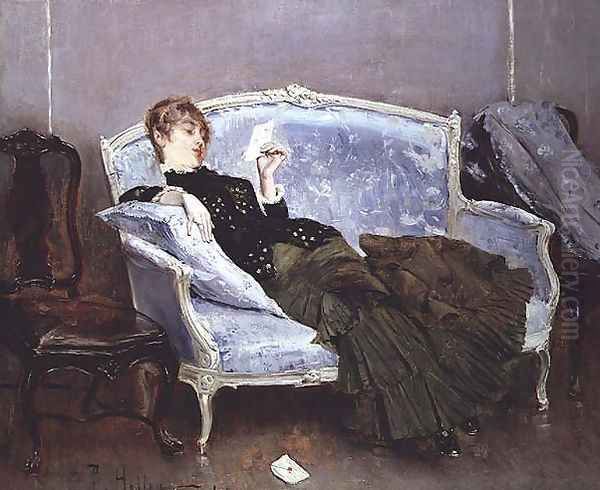 The Letter, 1880 Oil Painting by Paul Cesar Helleu