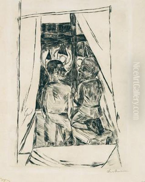 Kinder Am Fenster Oil Painting by Max Beckmann