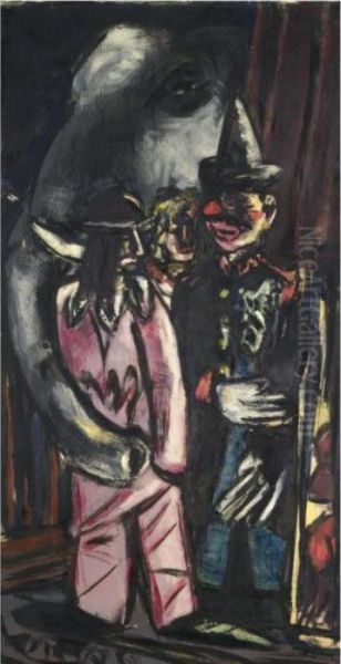 Elefant Und Clown Im Stall (elephant And Clown In The Stable) Oil Painting by Max Beckmann