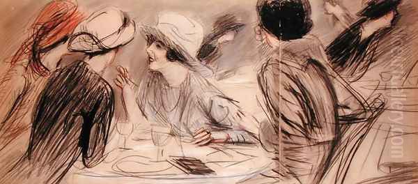 The Gossips Oil Painting by Paul Cesar Helleu