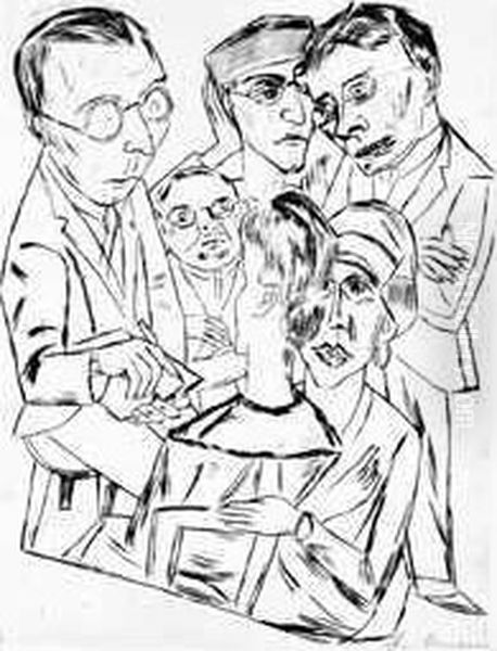 Der Zeichner In Gesellschaft by Max Beckmann