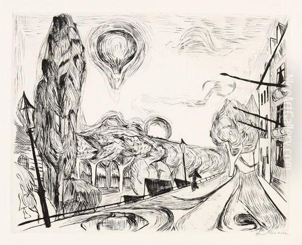 Landschaft Mit Ballon Oil Painting by Max Beckmann