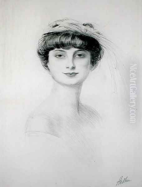 Portrait of Anna de Noailles (1876-1933) Oil Painting by Paul Cesar Helleu