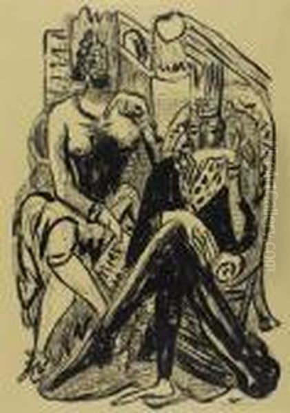 Konig Und Demagoge. Blatt 8 Der Folge <day And Dream> Oil Painting by Max Beckmann