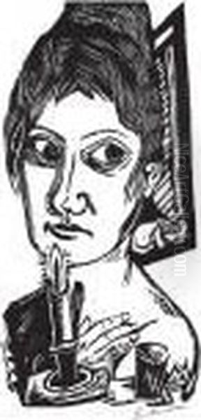 Frau Mit Kerze Oil Painting by Max Beckmann