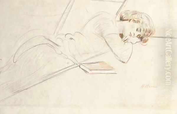 Une femme etendue Oil Painting by Paul Cesar Helleu