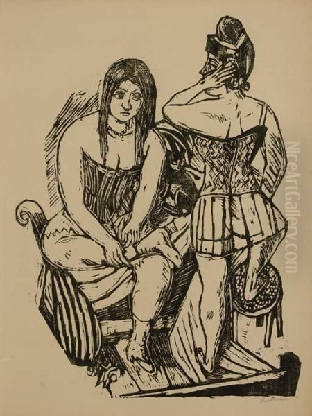 At Toilette (bei Der Toilette) (h. 261) Oil Painting by Max Beckmann