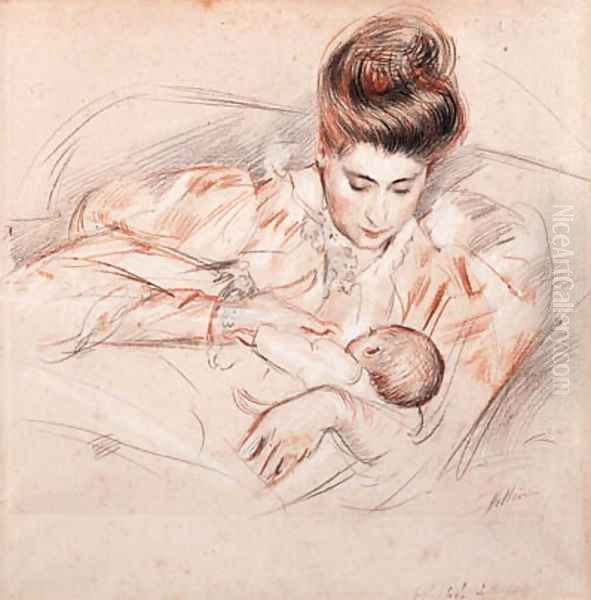 Mother and Child Oil Painting by Paul Cesar Helleu