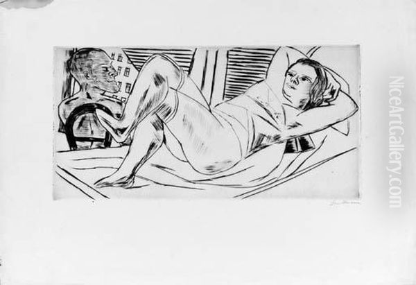 Siesta (h. 280) Oil Painting by Max Beckmann