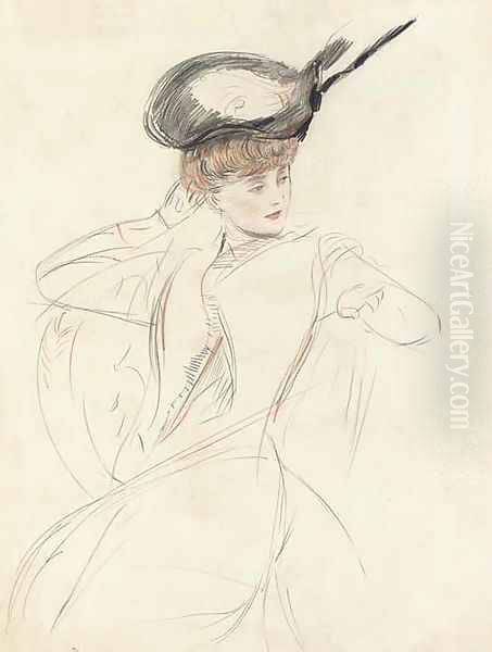 The elegant lady - verso Oil Painting by Paul Cesar Helleu