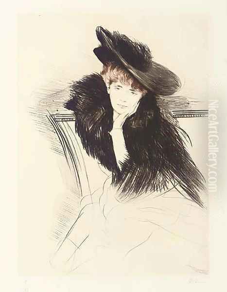 Femme au Chapeau Oil Painting by Paul Cesar Helleu