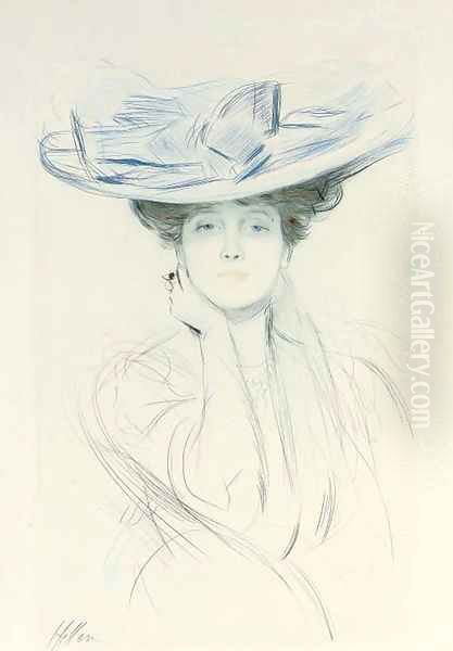 Le Noeud bleu (Montesquiou XL) Oil Painting by Paul Cesar Helleu