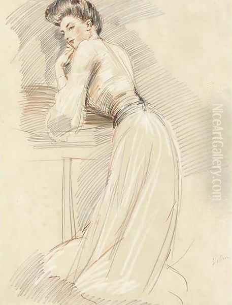 Mrs Fenwick Oil Painting by Paul Cesar Helleu